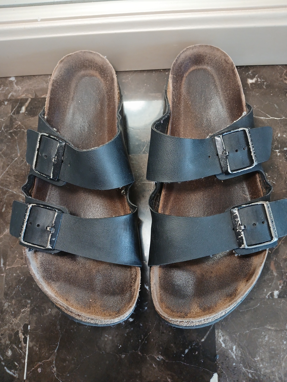 Birkenstock Black Two-Strap Slide Sandals